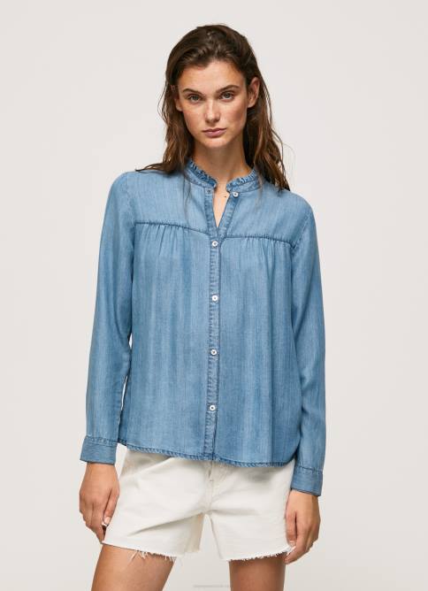 azul_camisa_regular_fit_cuello_mao_pepe_jeans_06x4351_mujer.jpg azul camisa regular fit cuello mao Pepe Jeans 06X4351 mujer - Imagen 1