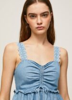 azul camiseta sin mangas de mezclilla Pepe Jeans 06X4350 mujer - Imagen 3