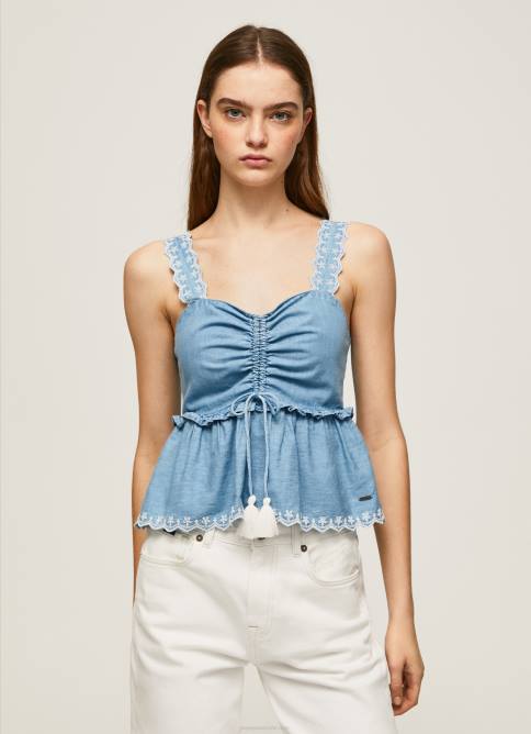 azul_camiseta_sin_mangas_de_mezclilla_pepe_jeans_06x4350_mujer.jpg azul camiseta sin mangas de mezclilla Pepe Jeans 06X4350 mujer - Imagen 1