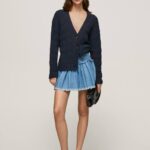azul minifalda de mezclilla bordada Pepe Jeans 06X4504 mujer
