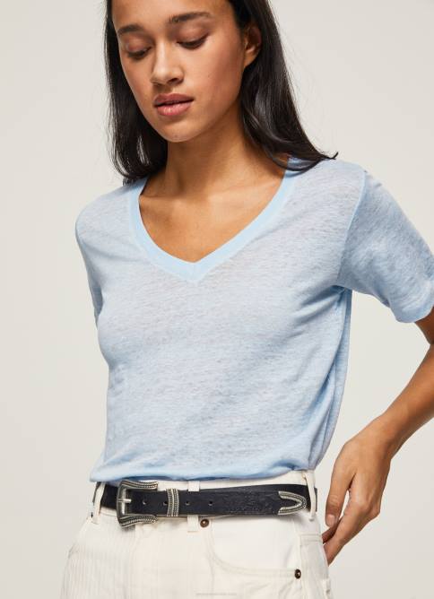 bahia_camiseta_de_lino_con_cuello_de_pico_pepe_jeans_06x4466_mujer.jpg bahía camiseta de lino con cuello de pico Pepe Jeans 06X4466 mujer - Imagen 1