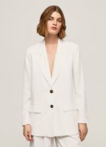 blanco blazer de lino con corte holgado Pepe Jeans 06X4110 mujer