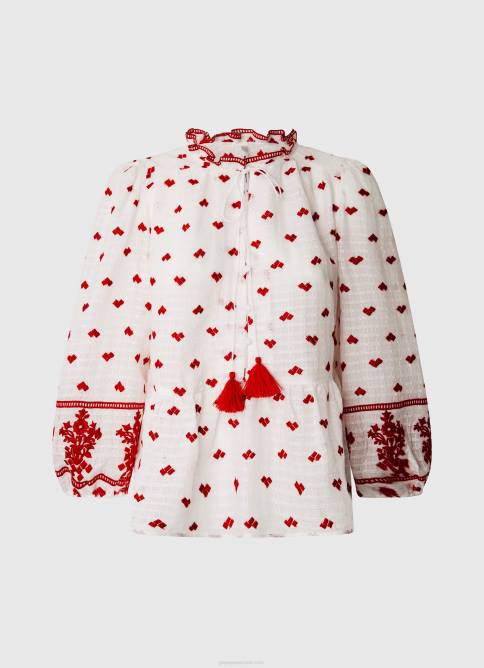 blanco blusa dobby de algodón bordada Pepe Jeans 06X4345 mujer - Imagen 5