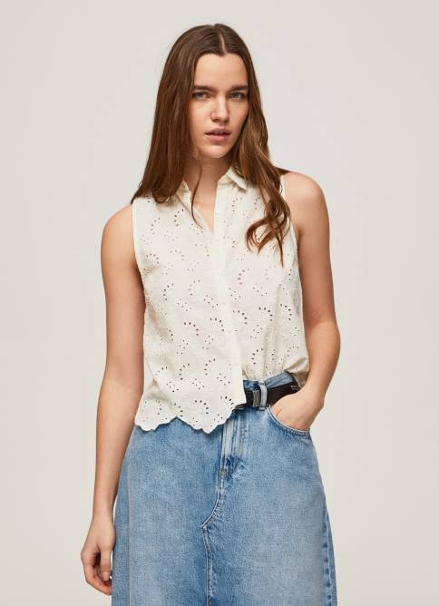 blanco camisa con abertura en la sisa Pepe Jeans 06X4337 mujer - Imagen 3
