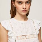 blanco camisa con detalles calados Pepe Jeans 06X4437 mujer