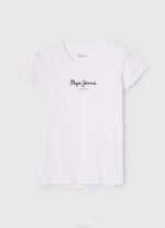 blanco camiseta básica con logo Pepe Jeans 06X4416 mujer - Imagen 5