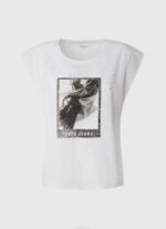blanco camiseta con estampado de foto Pepe Jeans 06X4387 mujer - Imagen 5