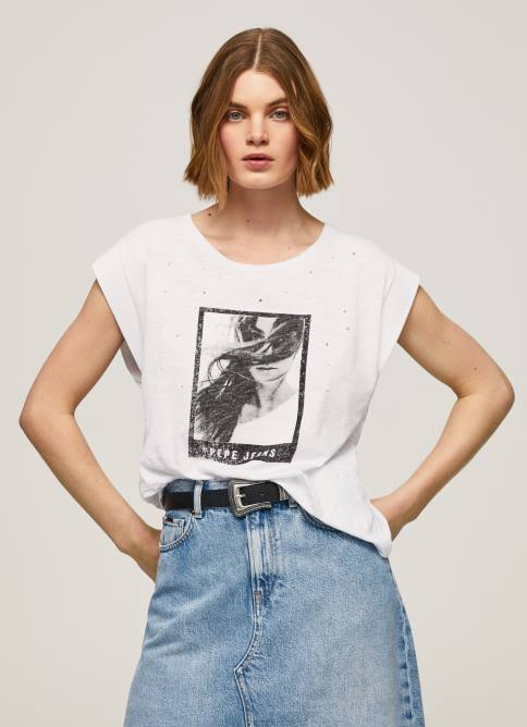 blanco_camiseta_con_estampado_de_foto_pepe_jeans_06x4387_mujer.jpg blanco camiseta con estampado de foto Pepe Jeans 06X4387 mujer - Imagen 1