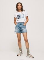 blanco camiseta con estampado de foto Pepe Jeans 06X4429 mujer - Imagen 2