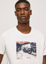 blanco camiseta con estampado de foto Pepe Jeans 06X4955 hombres