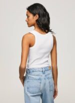 blanco camiseta de canalé con manga sisa Pepe Jeans 06X4457 mujer - Imagen 4