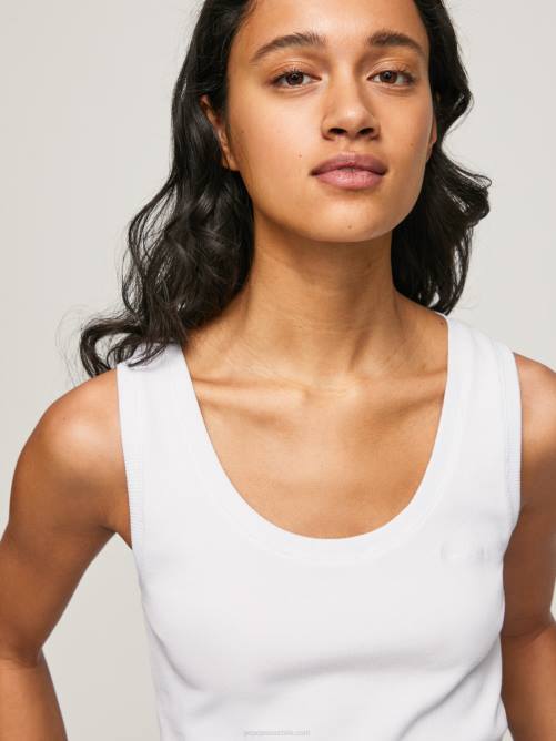 blanco camiseta de canalé con manga sisa Pepe Jeans 06X4457 mujer - Imagen 1