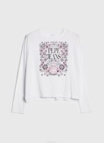 blanco camiseta de manga larga con logo maxi Pepe Jeans 06X4389 mujer - Imagen 5
