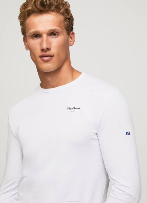 blanco camiseta de manga larga de algodón Pepe Jeans 06X41007 hombres - Imagen 1