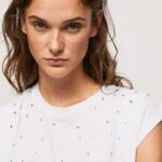 blanco camiseta jaspeada con mangas en la sisa Pepe Jeans 06X4409 mujer