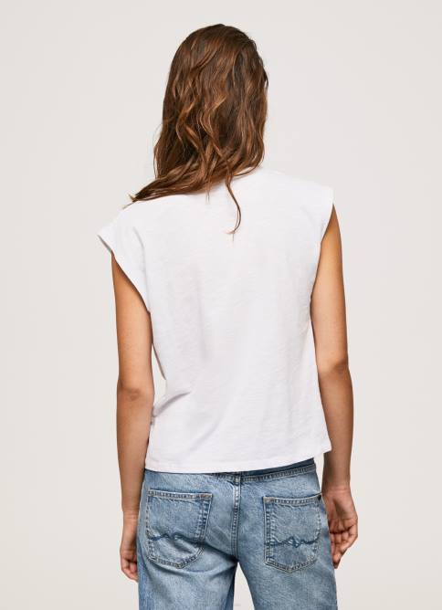 blanco camiseta jaspeada con mangas en la sisa Pepe Jeans 06X4409 mujer - Imagen 4