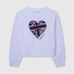 blanco jersey con estampado de corazones Pepe Jeans 06X41411 chica