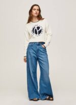 blanco jersey de algodón con logo estampado Pepe Jeans 06X4253 mujer - Imagen 2