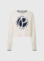 blanco jersey de algodón con logo estampado Pepe Jeans 06X4253 mujer - Imagen 5