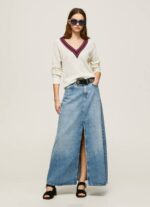 blanco jersey de crepé con cuello de pico Pepe Jeans 06X4228 mujer - Imagen 2