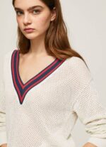 blanco jersey de crepé con cuello de pico Pepe Jeans 06X4228 mujer - Imagen 3
