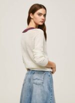 blanco jersey de crepé con cuello de pico Pepe Jeans 06X4228 mujer - Imagen 4