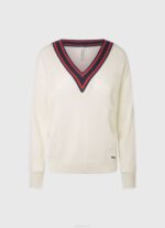 blanco jersey de crepé con cuello de pico Pepe Jeans 06X4228 mujer - Imagen 5