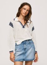 blanco jersey de crepé estilo polo Pepe Jeans 06X4250 mujer