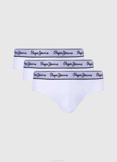 blanco Pack de 3 braguitas de algodón elástico Pepe Jeans 06X41156 hombres - Imagen 1