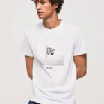 blanco playera con bandera Union Jack Pepe Jeans 06X4945 hombres