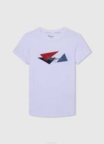 blanco playera con logo de bandera Pepe Jeans 06X41606 chico