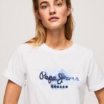 blanco playera con logo degradado Pepe Jeans 06X4421 mujer