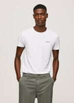 blanco playera con logo estampado Pepe Jeans 06X41011 hombres