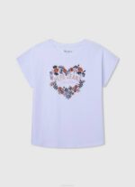blanco playera con logo estampado Pepe Jeans 06X41452 chica