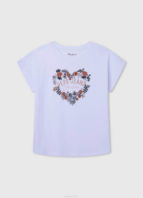 blanco_playera_con_logo_estampado_pepe_jeans_06x41452_chica.jpg blanco playera con logo estampado Pepe Jeans 06X41452 chica - Imagen 1