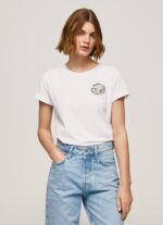 blanco playera con logo estampado Pepe Jeans 06X4381 mujer