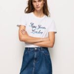 blanco playera con logo estampado Pepe Jeans 06X4411 mujer
