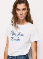blanco playera con logo estampado Pepe Jeans 06X4411 mujer - Imagen 3