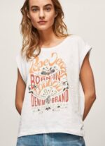 blanco playera con logo estampado Pepe Jeans 06X4463 mujer - Imagen 3