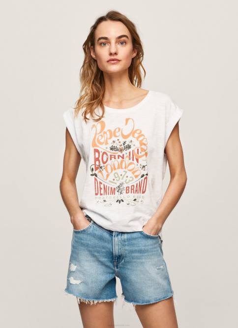blanco_playera_con_logo_estampado_pepe_jeans_06x4463_mujer.jpg blanco playera con logo estampado Pepe Jeans 06X4463 mujer - Imagen 1