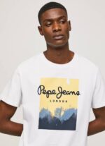 blanco playera con logo estampado Pepe Jeans 06X4974 hombres