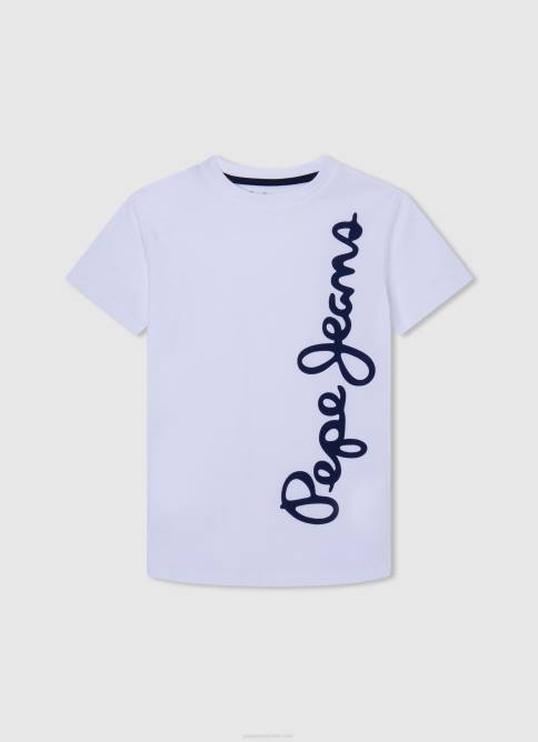 blanco_playera_con_logo_vertical_pepe_jeans_06x41618_chico.jpg blanco playera con logo vertical Pepe Jeans 06X41618 chico - Imagen 1
