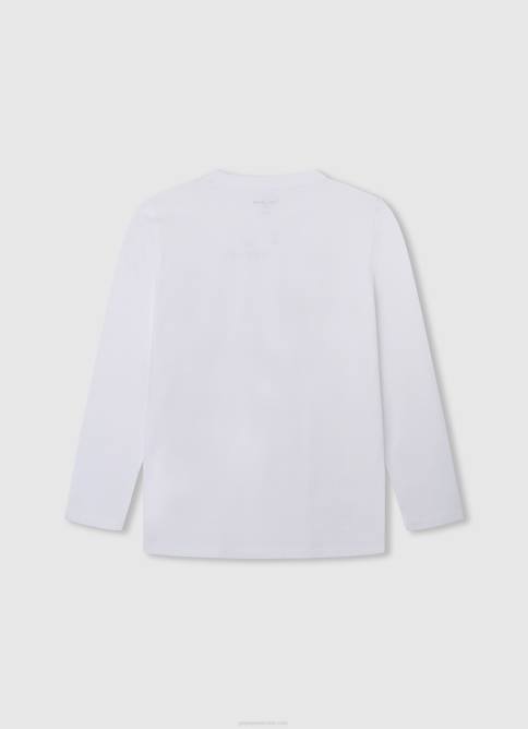 blanco playera de manga larga con logo en el frente Pepe Jeans 06X41619 chico - Imagen 2