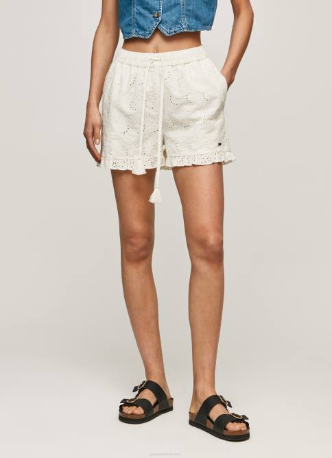 blanco shorts de algodón con detalles calados Pepe Jeans 06X4534 mujer - Imagen 2