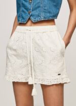 blanco shorts de algodón con detalles calados Pepe Jeans 06X4534 mujer - Imagen 3