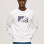 blanco suéter con logo de bandera Pepe Jeans 06X4899 hombres