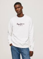 blanco suéter con logo estampado Pepe Jeans 06X4880 hombres