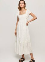 blanco vestido de perialgodón Pepe Jeans 06X4217 mujer