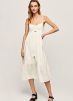 blanco vestido dobby de algodón puro Pepe Jeans 06X4221 mujer - Imagen 3