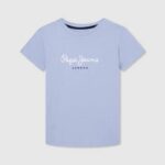blanqueador azul camiseta básica con logo Pepe Jeans 06X41637 chico